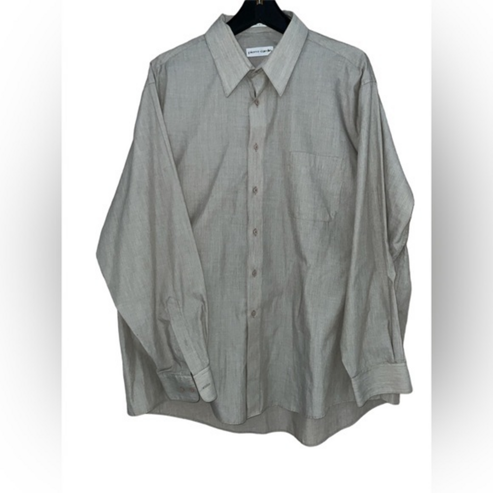 Pierre Cardin Men’s Dress Shirt Button‎ Down Tan Neutral 17 -17.5 34/35 Office